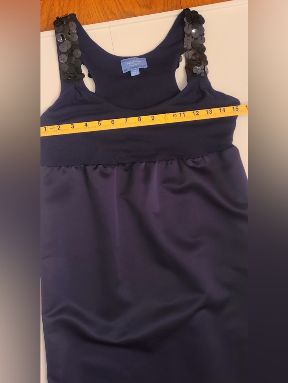 Simply Vera Vera Wang Navy and Black Midi Dress with Embellished Straps - Picture 12 of 16